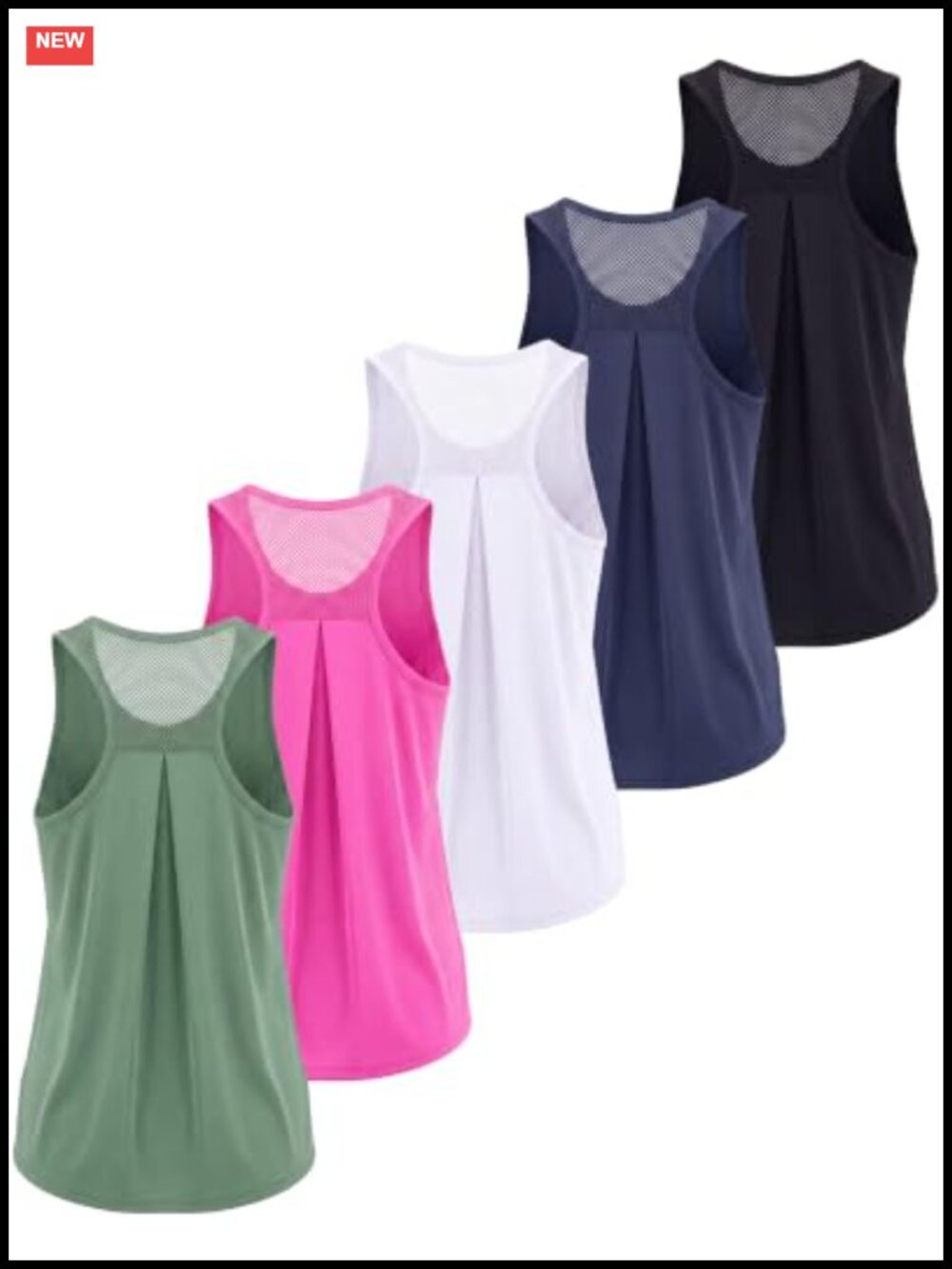 5 Pack Women's Mesh Back Racerback Tank Tops Loose Athletic Yoga Gym Tops